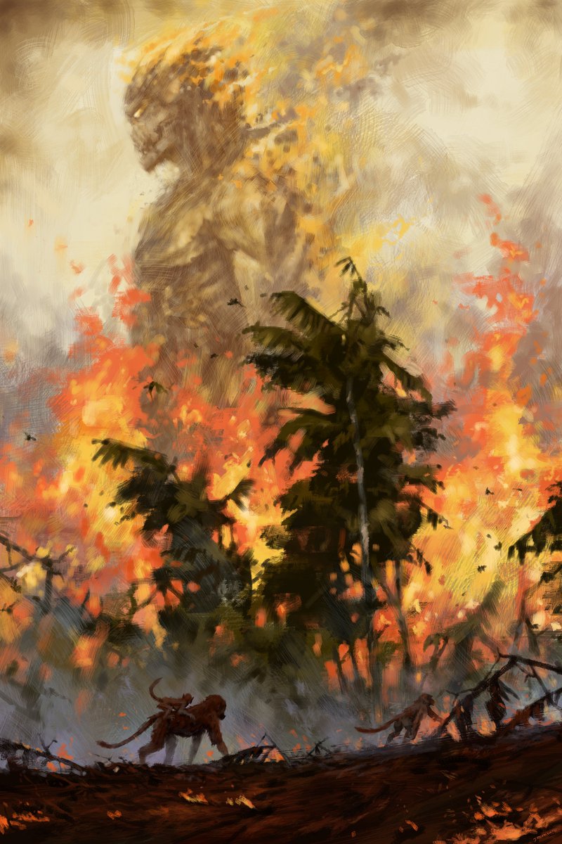 mr_werewolf_art's tweet photo. It would be much more beautiful if we could unite in a heroic fight against some powerful demon… unfortunately, the reality is much less heroic and it seems that we, as a species, are the demon in that story. "The fire demon of the rainforests" https://t.co/T86cjhox5X https://t.co/MJBSO9uSB9