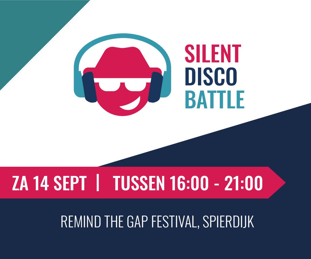 Voordat we losgaan in de grote tent is er op zaterdag tussen 16.00 en 21.00 ‘n heuse SILENT DISCO BATTLE. Ieder uur 2 nieuwe DJ-duo’s die hun lekkerste deuntjes door de koptelefoons slingeren en JIJ bepaalt wat je hoort. Toegang helemaal gratis! Meer info: tinyurl.com/y62mcvm6