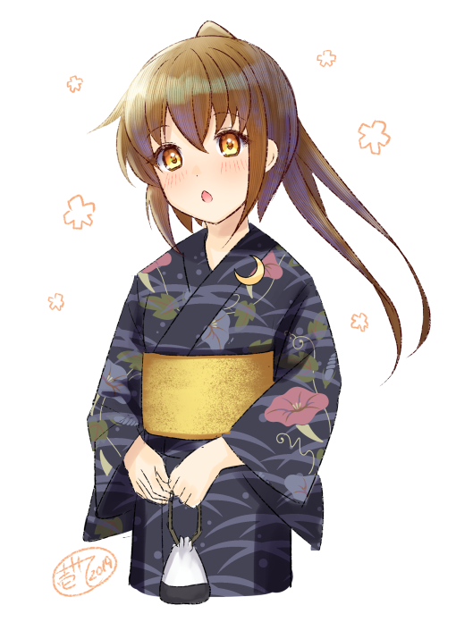 文月(艦これ) 「お題箱から「浴衣姿の文月ちゃん」 」|壱十九 / illustratorのイラスト