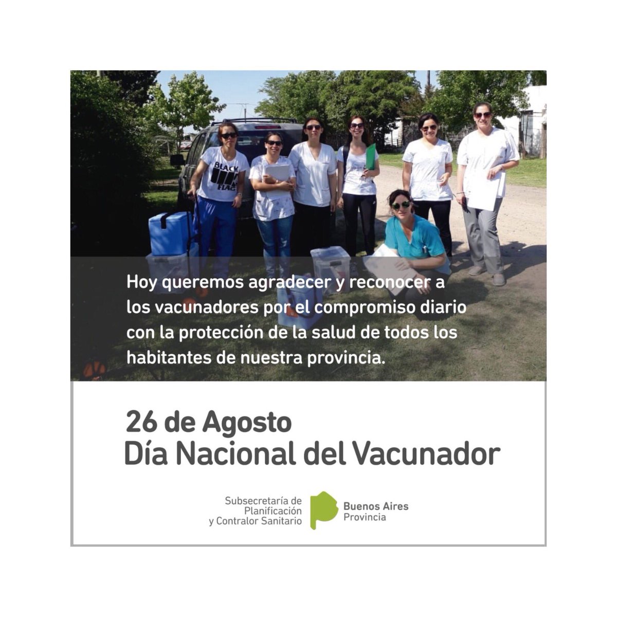 ProCEIPBA's tweet photo. Desde el Programa de Control de Enfermedades Inmunoprevenibles de la provincia de Bueno Aires (ProCEI-PBA) queremos desearles a todos los vacunadores y vacunadoras felicidades en su día.
#BuenosAiresProvincia #SaludPBA #ProCEIPBA https://t.co/D6KOp2kpH5