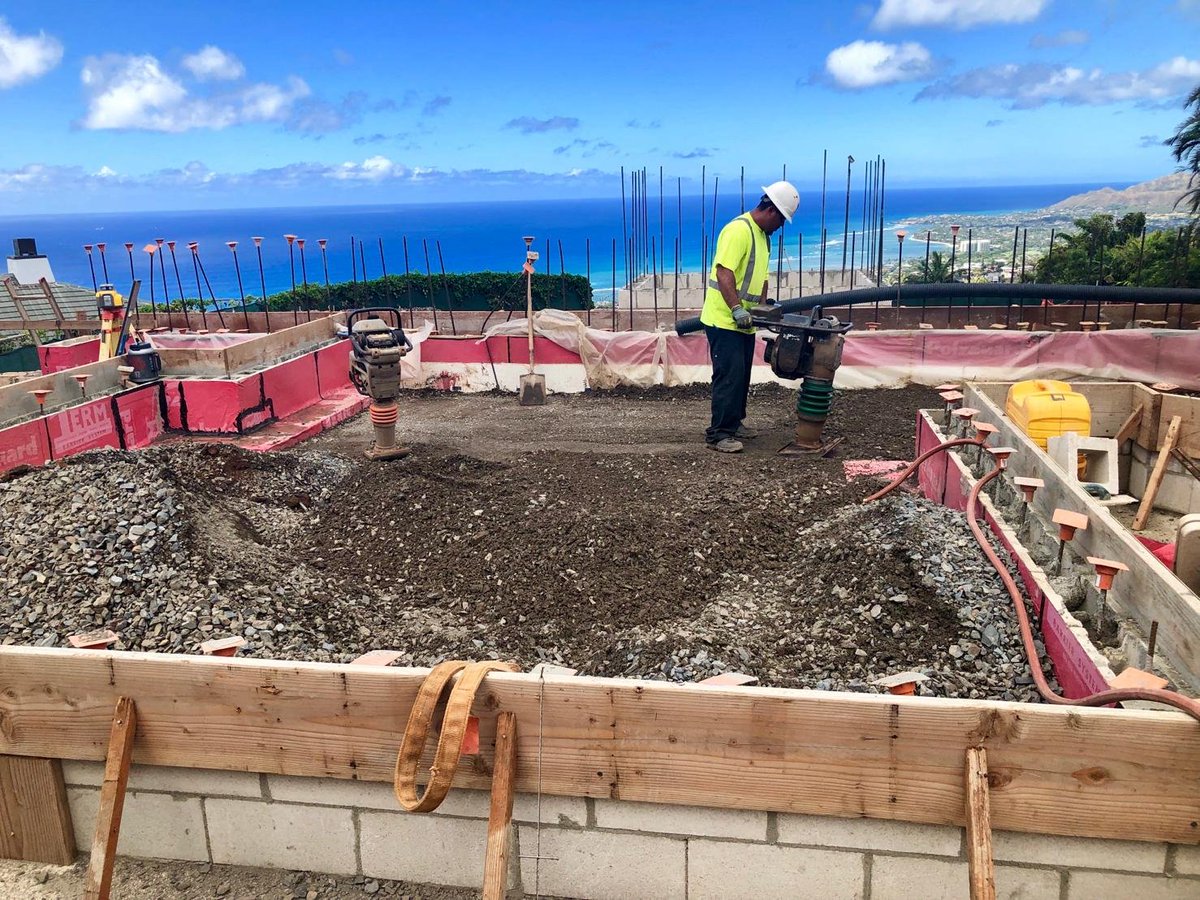TERMBarrier's tweet photo. Making great progress on a beautiful 6,000 sq. ft. Custom home in Honolulu. 
Framing starts in two weeks! 
#polyguardproducts #waterproofing #TERMbarriers #termites #termiteexclusion #physicalbarriers https://t.co/ltOYfHih8C