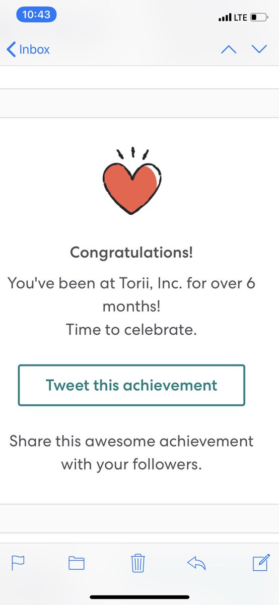 alyssaloring's tweet photo. Aw it’s been over 6 months of being with @toriiproperties 💙 thanks for the heads up @GustoHQ ! #LoveWhereYouWork https://t.co/Ne0O4v0vCd
