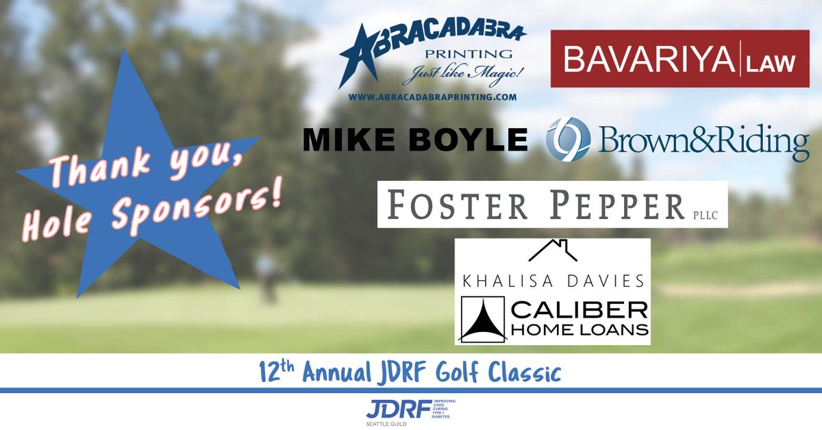 JDRF_SEA_Guild's tweet photo. As we close out our #12CompanyChallenge, we would like to thank our 12th Annual #JDRF Golf Classic Hole Sponsors! You are making a difference for our families and friends who are living with #type1diabetes! https://t.co/zbqV0v38kh