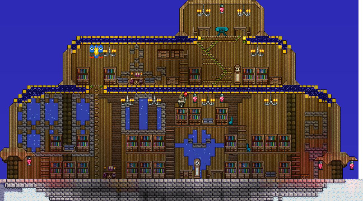 FireweyD's tweet photo. ficou bom? (usei como inspiração a biblioteca de alexandria, msm que n tenha ficado nem um pouco parecida, eu usei a idea de "ser uma grande biblioteca")
#TerrariaBuilding https://t.co/QggdqOUURO