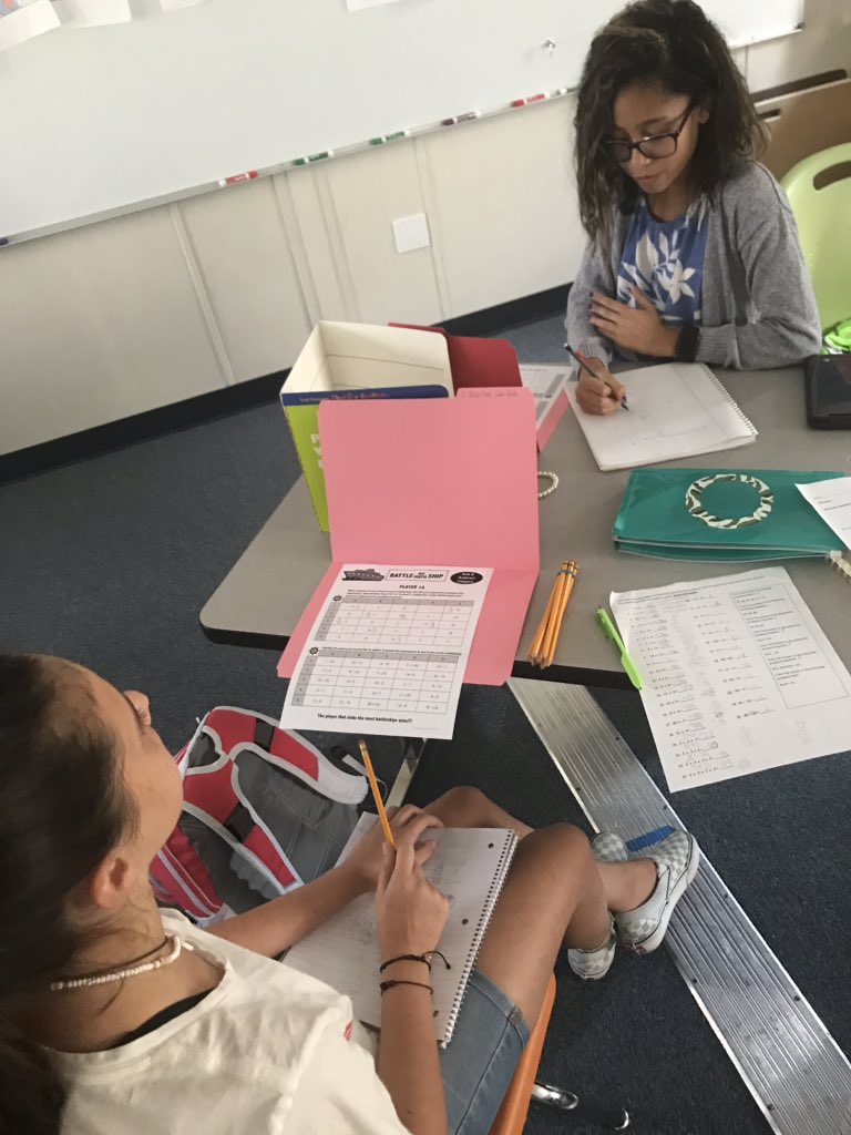 LPE_Okell's tweet photo. Integer operations with a little battleship competition! Great way for immediate checking with a partner. So fun! #TCSMSmath https://t.co/zxXGwFuoUZ