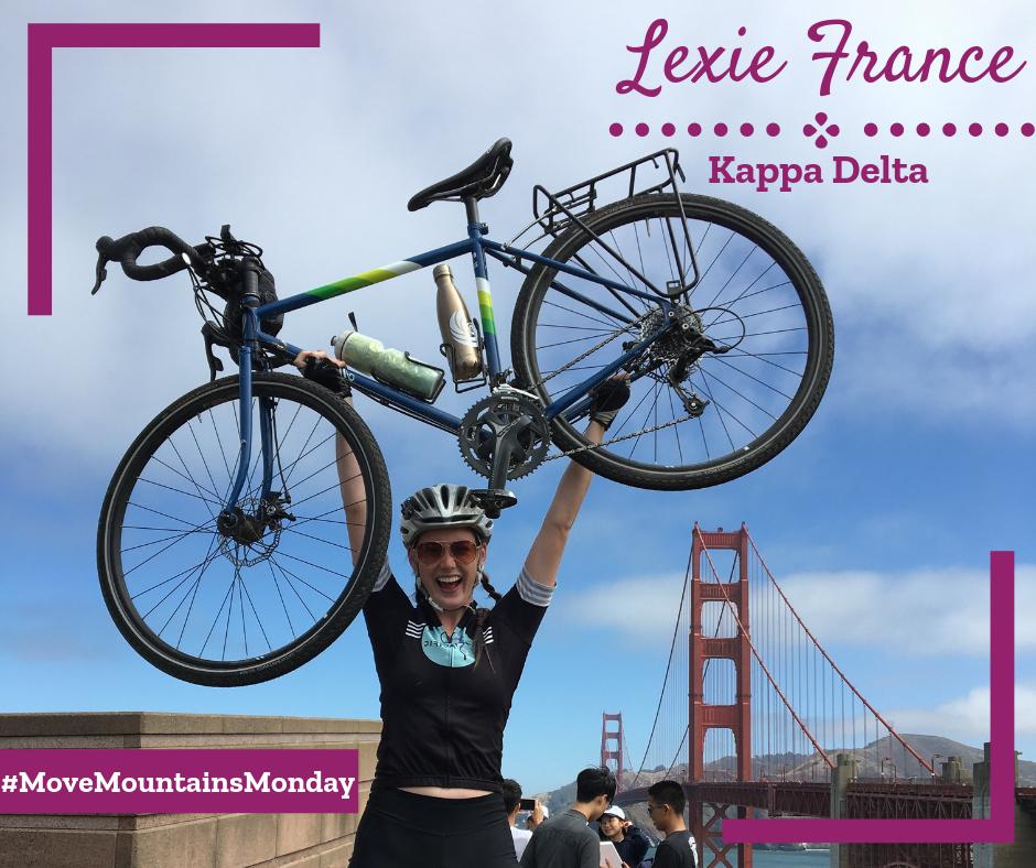 TheSororityLife's tweet photo. Lexie pedaled her bike from Seattle to San Diego to raise awareness & funds to fight human trafficking with of Pedal the Pacific.
"These victims need to be reminded that they are valuable human beings who deserve to feel true, wholesome love," Lexie said.
#MoveMountainsMonday https://t.co/F1YQhfRwsY