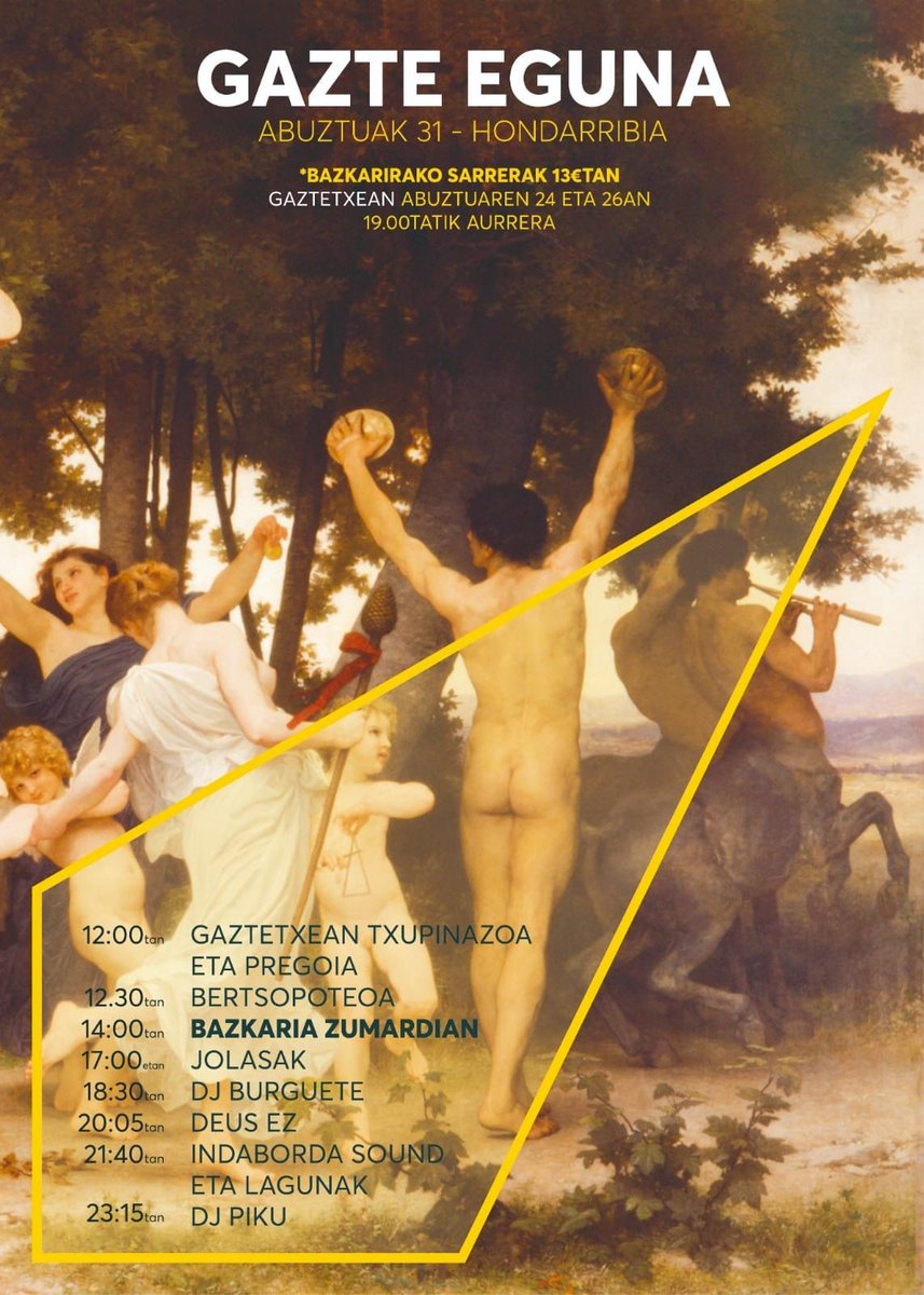 Abuztua ondo amaitzeko larunbat honetan arratsaldeko 20:00etanHondarribin izango gara <a href="/hondarribikoga/">Hondarbiko Gaztetxea</a> antolatutako Gazte Egunean!

Para terminar bien agosto este sábado a las 20:00 estaremos en Hondarribi en el Gazte Eguna organizado por <a href="/hondarribikoga/">Hondarbiko Gaztetxea</a>