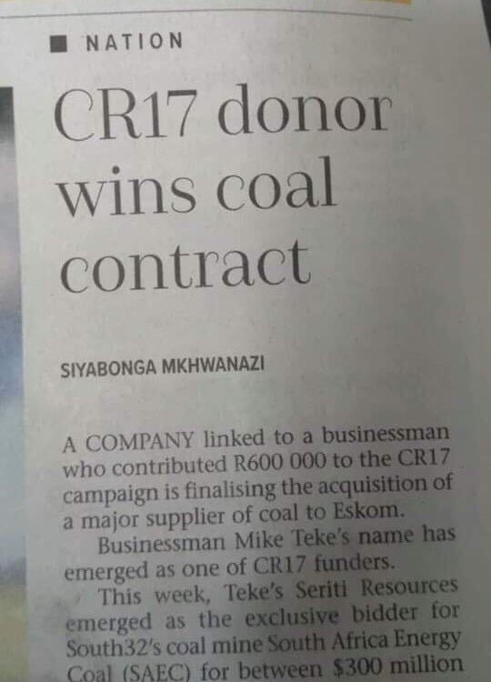 SuperiorZulu's tweet photo. State Capture is when a Business Man named Mike Teke who Funded Cyril Ramaphosa who is a President on his Presidential CR17 Campaign with R600,000 receives a Contract worth Millions of Rands with one of South Africa’s Biggest State Owned Enterprise https://t.co/iMqHPUc7U1