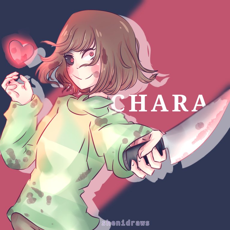 Shenidraws Very Demonic Looking Illustration Undertale Fanart Chara Blood Soul Determination