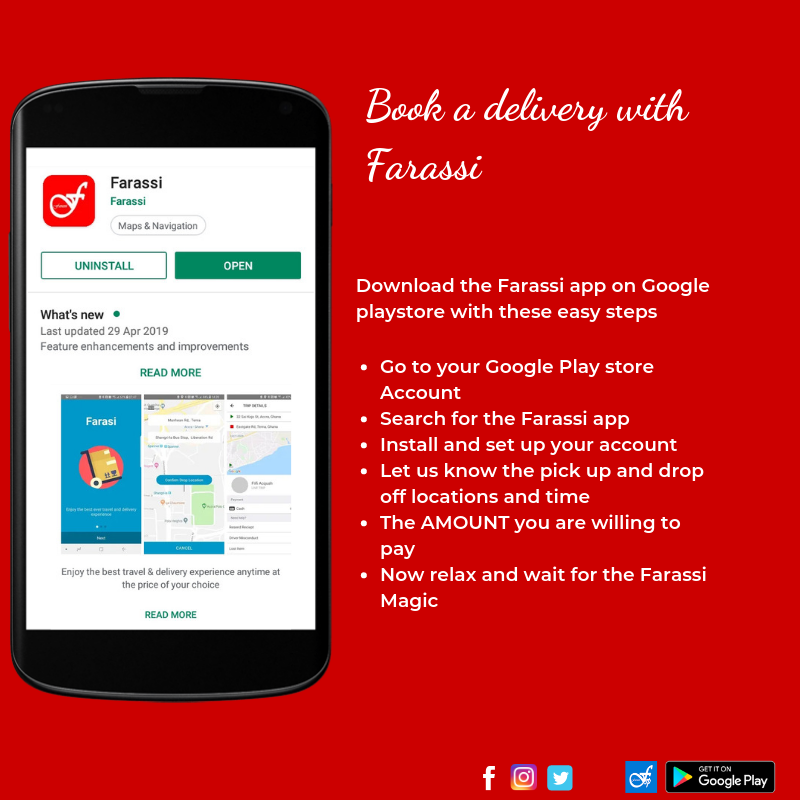 farassicocu's tweet photo. Need to earn some extra cash? Download the Farassi app on Google playstore with this link and start your entrepreneurial journey. https://t.co/TzFq0968kC
#ghana #mondayvibes #download #Accra #Kumasi #Google #delivery #farassicocu #farassi #playstore #register #Serviceprovider https://t.co/mqTm6lRVuf