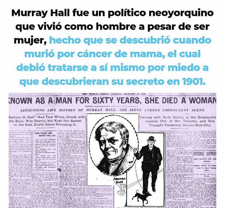 FundaUniTrans's tweet photo. Un caso relevante sobre la importancia de salud en paciente #transgenero ๐๐ป๐จ๐ปโโ๏ธ
#MurrayHall tenรญa fama de tipo "duro", tenรญa una carrera polรญtica activa en la Nueva York del siglo XIX y un negocio como fiador judicial. https://t.co/f5SRkU6jhb