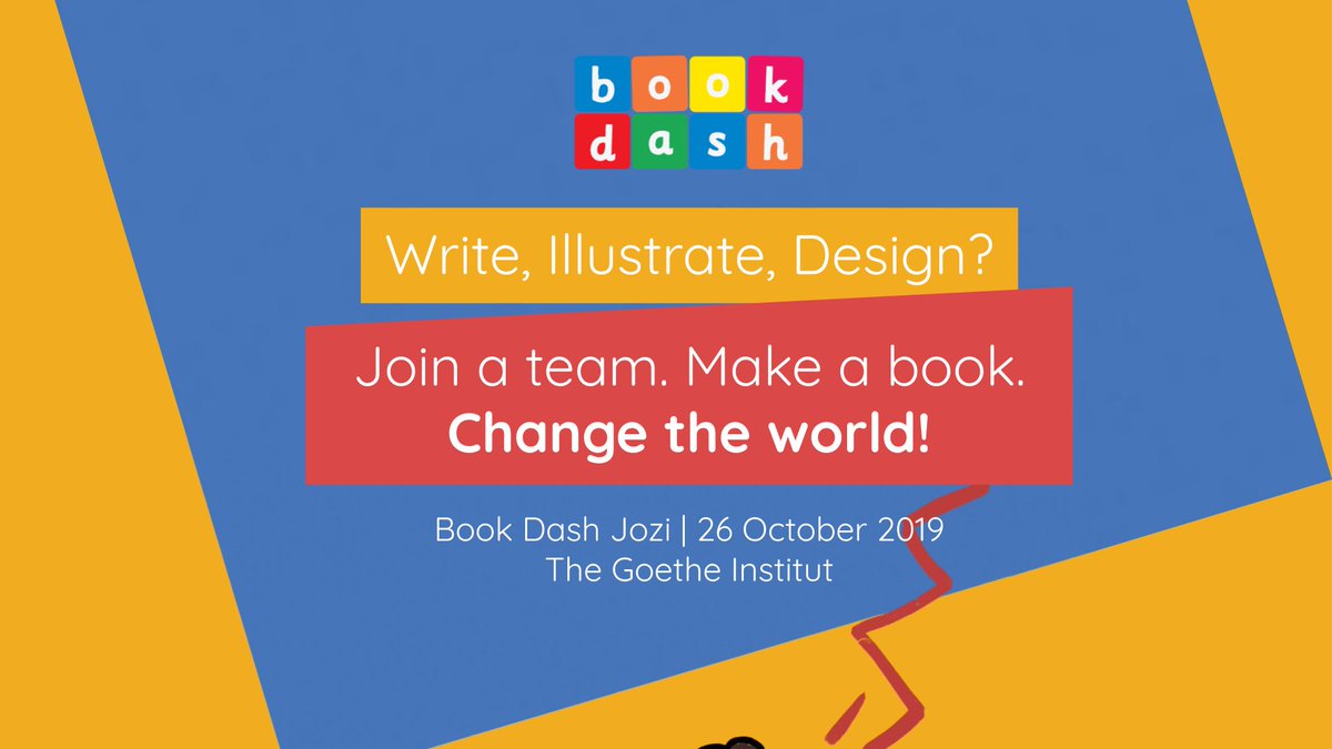 bookdash's tweet photo. Jozi creatives, are you ready? The moment you've all been waiting for has arrived! Book Dash is returning to the City of Gold this October, in partnership with the 
@goethejoburg
.

Interested? Find out more and submit your application here: https://t.co/LsOe412jgW

#bookdash https://t.co/Z8FBRmYGSo