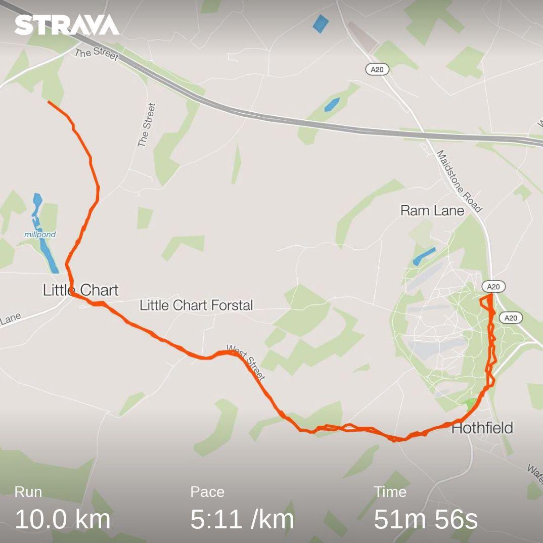 adamcorrie's tweet photo. Morning 10k. New route, with trees providing a canopy for long stretches. Considered HM distance, but temp hit 29°C by 5km so I turned my ass around.
#runner #runkent #10k #ukrunchat #strava #stravarun https://t.co/8XyOpmrJIi