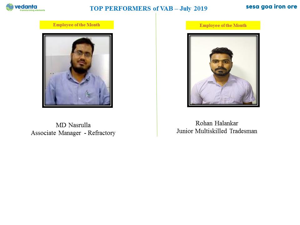 V_I_S_L's tweet photo. CONGRATULATIONS to the #WinnersAtWork - Value Added Business; Employee Accolades - July 2019 ! #Vedanta #SesaGoaIronOre 
@VedantaLimited https://t.co/padODFHmv5