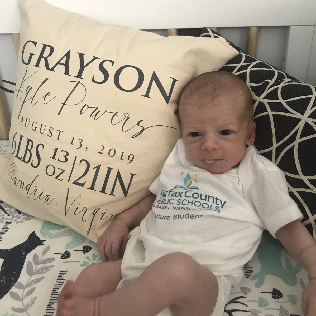CounselorPowers's tweet photo. Wishing everyone an amazing first day of school from Baby Grayson and me. Gotta stop the drool before we are ready for school! @ViennaES @FCPSWellness #FCPSbaby #FirstDayFairfax ✏️📚🖍 https://t.co/YGoBc0dh6u