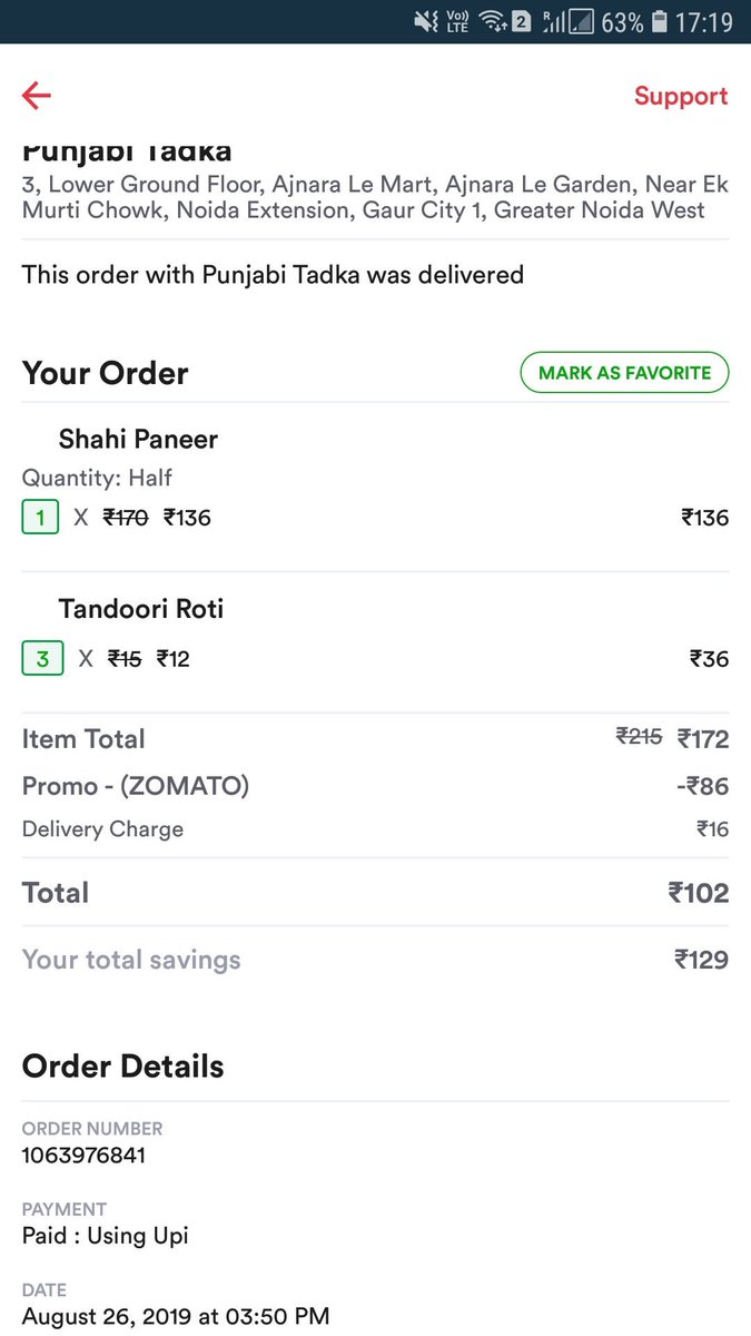 shank_mishra's tweet photo. Ordered veg got delivered non veg instead and @Zomato support told me they are not able to reach the restaurant right now, this stupid reply to a hard core vegetarian who has tasted this non veg dish because of there mistake. #logout #playingwithreligiousbeliefs https://t.co/i2BuVPlgYT