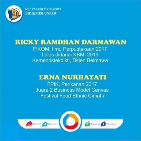 [KABIM BANGGA]
Kabim mengucapkan selamat kepada Akang Teteh yang sudah meraih prestasi pada bulan Juni - Juli 2019.
Semoga dapat memotivasi seluruh Kabimers.
Jangan lupa juga, bagi Kabimers yang memiliki prestasi untuk segera mengisi pada bit.ly/DataBaseBidikm…