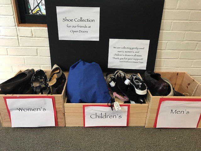stmattswilton's tweet photo. Thank you everyone who donated 30 pairs of shoes to our mission partner @opendoorsct ! 👞 👠 👟 
#stmattswilton #stmattsmission #shoedrive #opendoorsshelter https://t.co/UnEhY3NpnF https://t.co/hy7Es8clGL