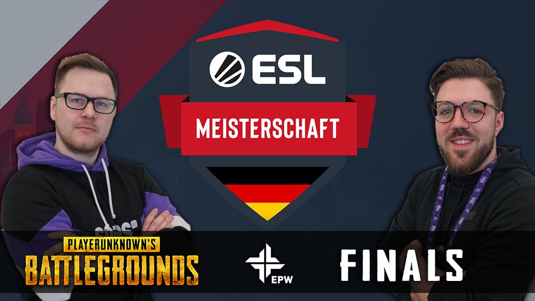 Es ist Finalwoche der <a href="/ESLGermany/">ESL Germany</a> <a href="/PUBG_DE/">PUBG: BATTLEGROUNDS Deutschland 🇩🇪</a> #ESLMeisterschaft 🇩🇪

16 Teams konnten sich qualifizieren - 1 wird von heute bis Donnerstag um die deutsche Krone spielen.

⏰Heute ab 19 Uhr (26-29 August)
📸twitch.tv/esl_Pubg_de
🎙️<a href="/SuperBuddyYT/">Ben Buddy Peters</a> &amp; <a href="/sudi_pubg/">Nico</a> 
💶20.000 €