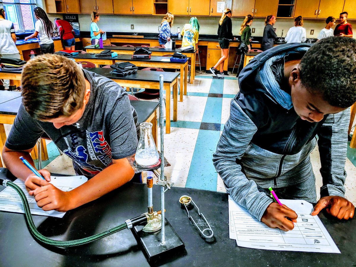 mr_dellinger207's tweet photo. Students @RLAJHS rotating through "Equipment Gallery Walk" to familiarize with lab tools while we review NOS Standards and conservation of mass w/ salt water. Shout out to @mrs_roysci8 for the idea and help! https://t.co/KxcTrO83vr