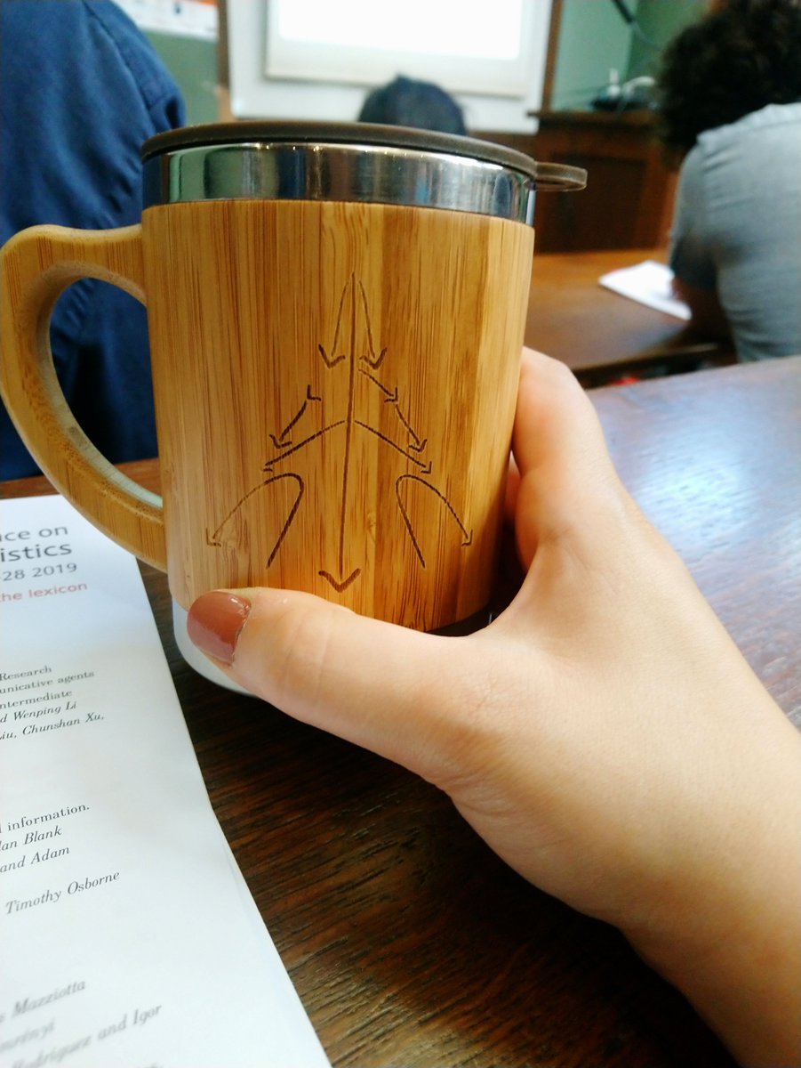 lenakmeth's tweet image. This is the coolest idea to both eliminate disposable containers, make sure the auditorium stays clear. Plus, all the other linguists will be super jealous of your cool new mug. #SyntaxFest