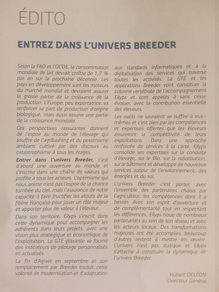 SergeMarshall's tweet image. #AutreActu aime et recommande👍 #lait #produitsLaitiers #eleveurs #economieduLait #breeder @Eilyps