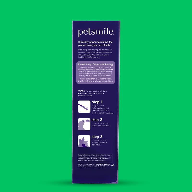 PetsmileUSA's tweet photo. It's all on the back of the box from our 1-2-3 step usage instructions to what Calprox is.  Oh btw we're Made in the USA. #madeinusa #happypet #healthydog https://t.co/skEYImFN6p