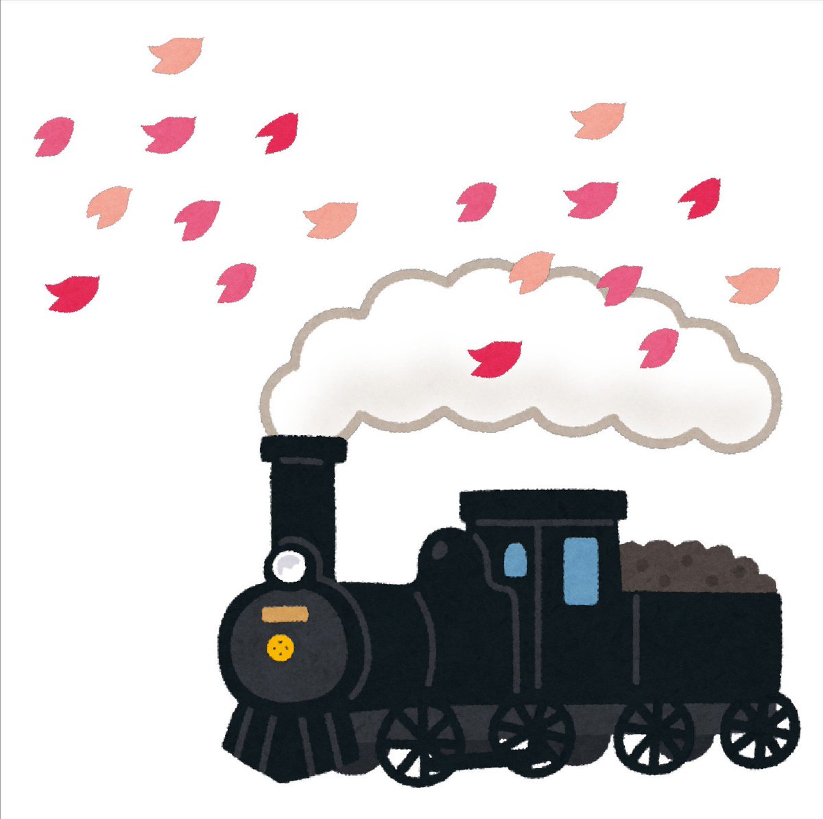 まいチクをいらすとやで再現 再現難易度 使ったイラスト 2枚 蒸気機関車 汽車のイラスト 桜のイラスト 桜吹雪 まいにちチクショー