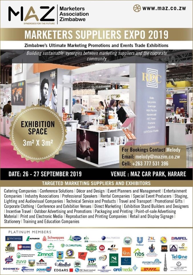 MarketersZim's tweet photo. Are you into photography , decor and event planning , graphic designing and advertising, staging and lighting?  MAZ will be hosting the Marketers Suppliers Expo (MAXSPO)to help you grow your network. To register or for more info contact Melody on melody@mazim.co.zw https://t.co/95QWClFI89