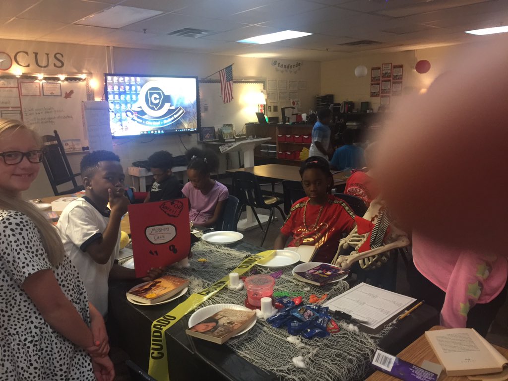 Kim60280730's tweet photo. #journeytoawe @bakerelembears @JamieGSebastian  what a great job our students did with the taste of genre cafe! https://t.co/FgY67qjaHZ