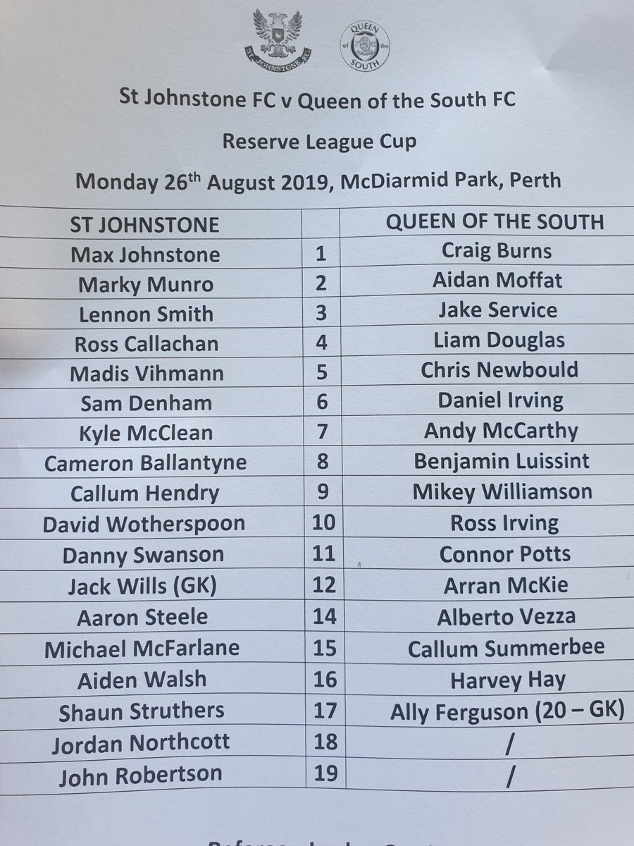 Strong looking line up for the Saints against QOS in the reserve cup today https://t.co/G6sxQhqZVl