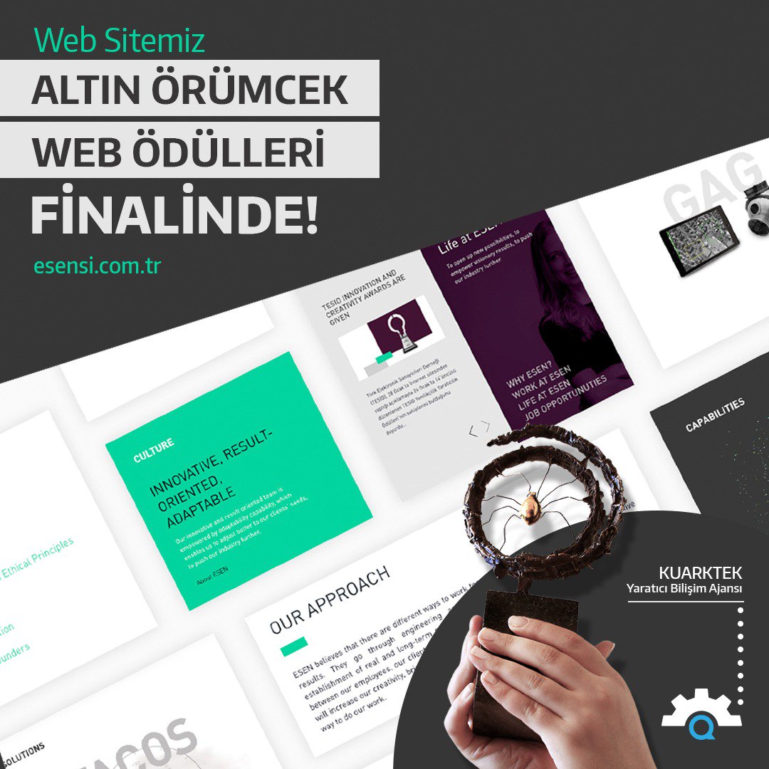 📢Altın Örümcek Web Ödülleri 'Üretim ve Sanayi' kategorisinde "esensi.com.tr" ile finaldeyiz!