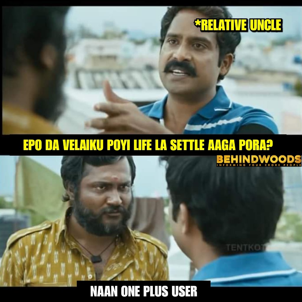 behindwoods's tweet photo. Never settle chithappa!😂

#OneplusUser #Relative #Work https://t.co/He2DbGFQQd