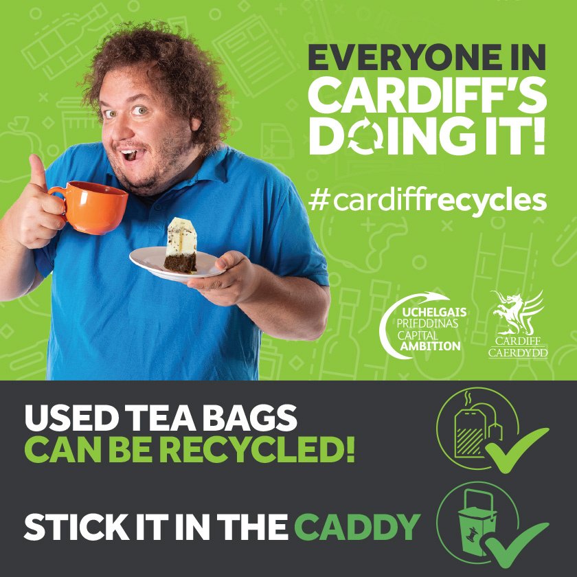 cardiffcouncil's tweet image. Everyone in Cardiff’s Doing It! Used tea bags can be recycled! Stick it in the Caddy #CardiffRecycles. Click here to visit our A-Z of Recycling: socsi.in/RM3Qw