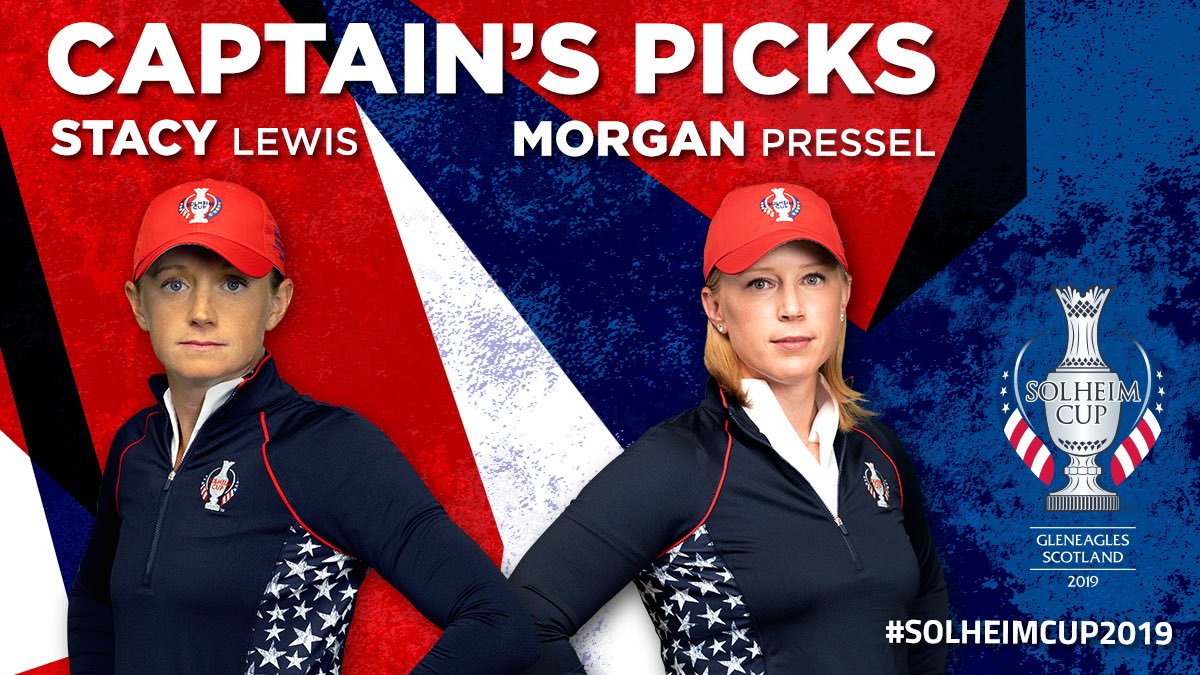 SolheimCupUSA's tweet photo. Veteran presence ✅

Welcome @Stacy_Lewis and @mpressel to #TeamUSA! 🇺🇸 https://t.co/U7CyeKcYxz