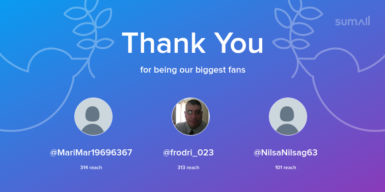 MatteMaticoPR's tweet photo. Our biggest fans this week: MariMar19696367, frodri_023, NilsaNilsag63. Thank you! via https://t.co/zx3Jthp2sb https://t.co/xZRUEvydK5