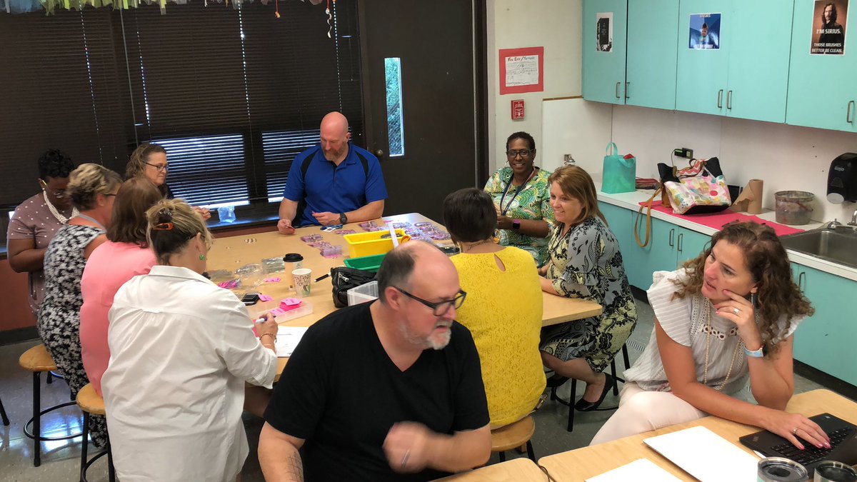 It takes as many hands on deck as possible to get the carpool tags ready on the first day of school! #WhosGotItBetterThanWES #ItTakesAVillage #FirstDayOfSchool2019 @WESPrincipalJZ <a href="/WCPSSTeam/">Team WCPSS</a> <a href="/WCPSS/">Wake County Public School System</a>