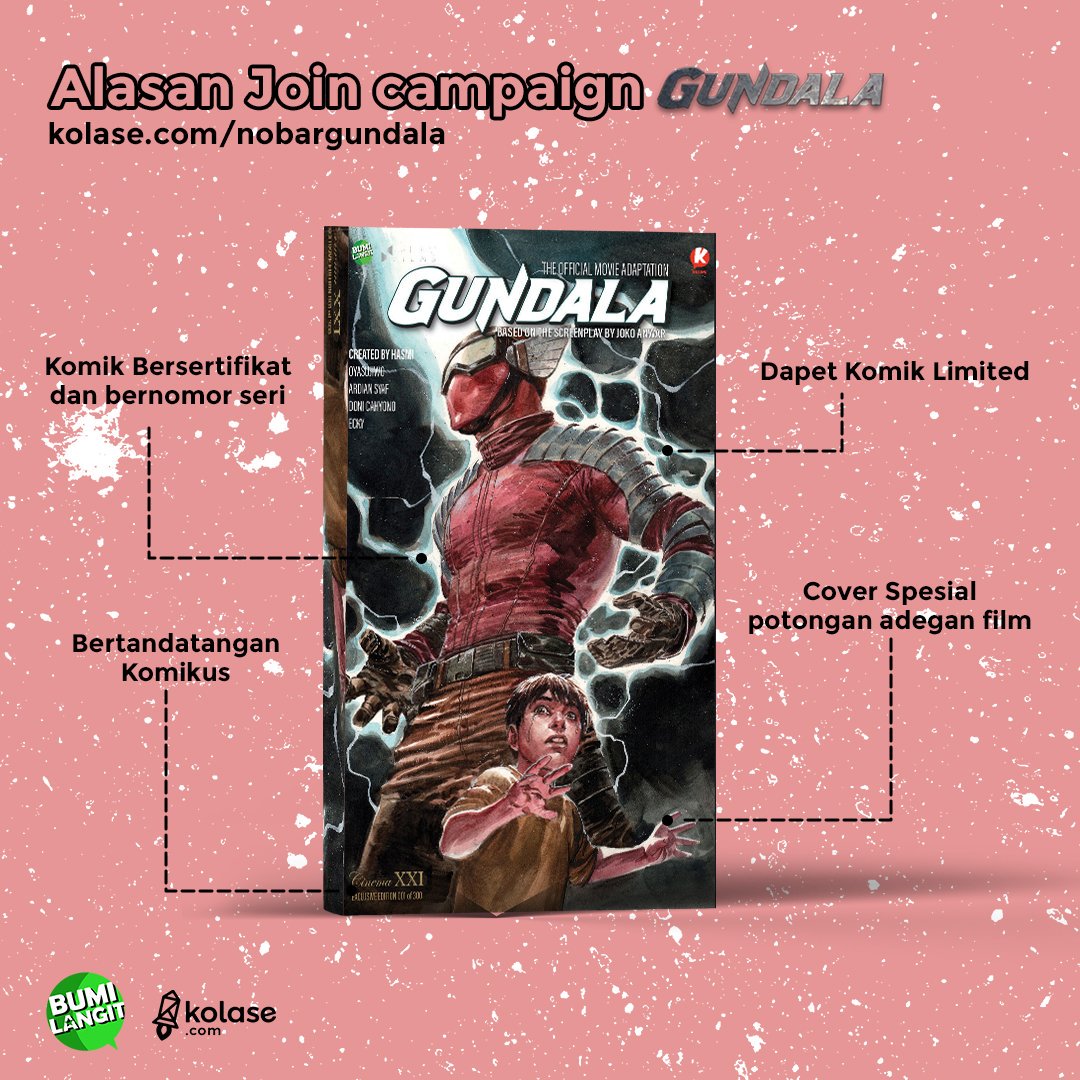 kolasedotcom's tweet photo. Tinggal 2 hari lagi kesempatan lo buat dapetin @gundalaofficial limited comic movie version. Nih mimin kasih alasan kenapa harus buruan klik https://t.co/olsxGyQD2B
.
Slide buat liat sertifikat-nya coy!
@bumilangitcom @jokoanwar
#bikinNyata #gundala #negeriinibutuhpatriot https://t.co/k1R1oevqN8
