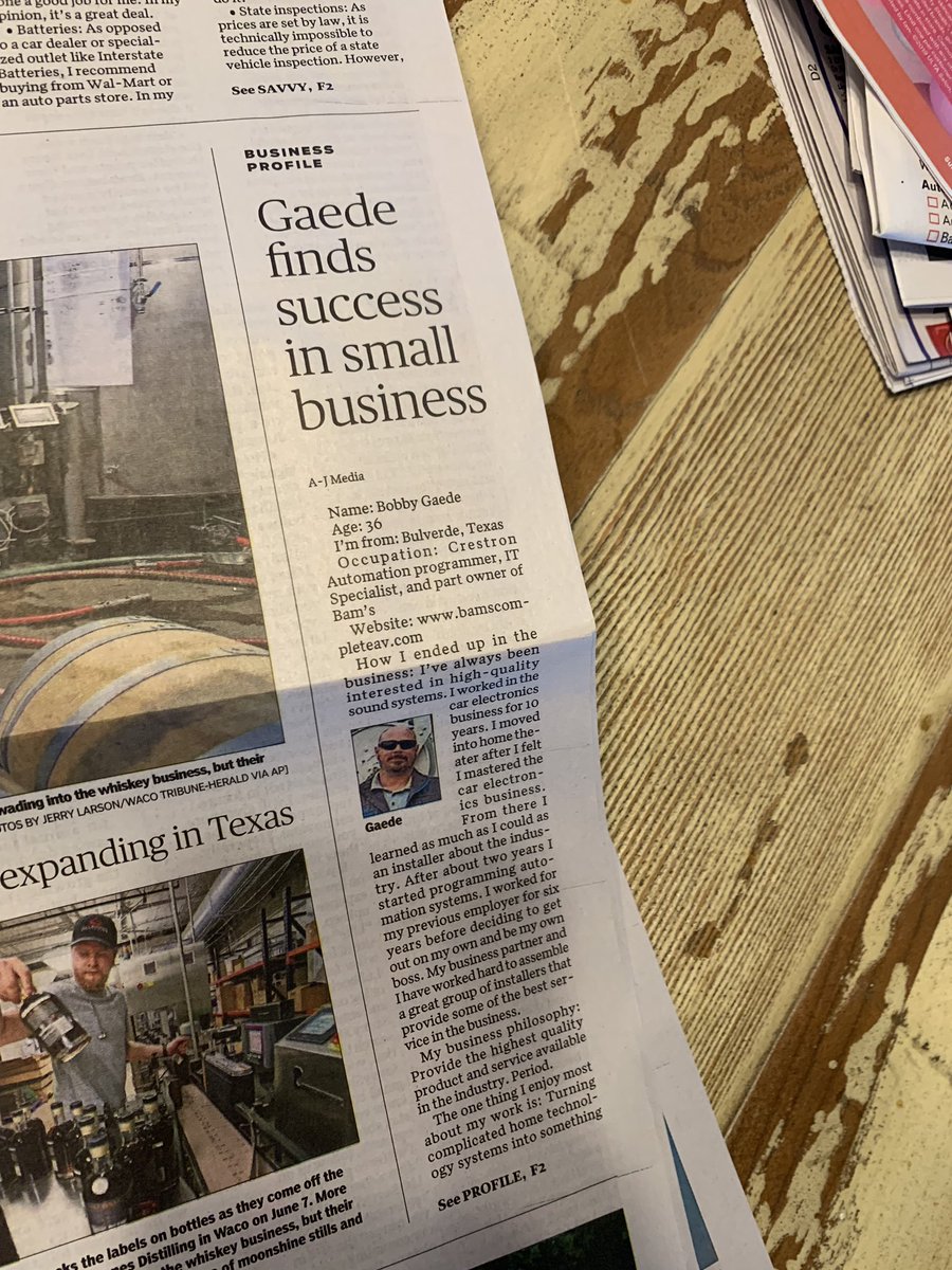 BamsCompleteAV's tweet image. Did everyone see the front page of business section in yesterday’s newspaper?? There was a feature article on our resident technology expert Bobby Gaede! Congrats on your feature Bobby! #bamsav #smallbizbigdreams
