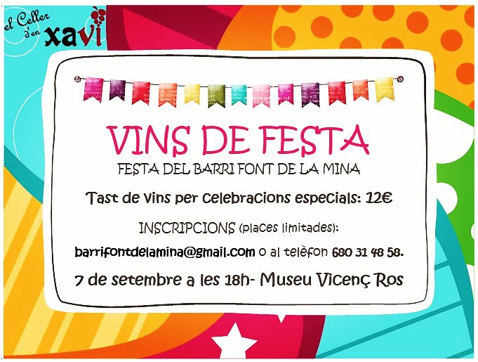 TAST DE VINS! Vins de festa! No t'ho perdis! Reserva al correu barrifontdelamina@gmail.com o al telèfon 680 31 48 58. Entrades limitades!!#martorell #festesdelbarri #barrifontdelamina #vins #festa #tast #vi #cava #wine #baixllobregat #catalunya #Barcelona