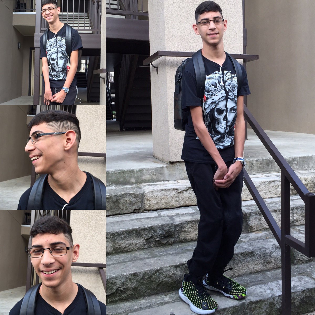 tony_becca's tweet photo. First day of Sophomore year! Looking handsome as ever! Have the best day ever! Love you!!! #sophomoreyear #marshallrams #nisd #johnmarshallhs #myhandsome #myeverything #noahnation๐ https://t.co/yVJg5KsjO5