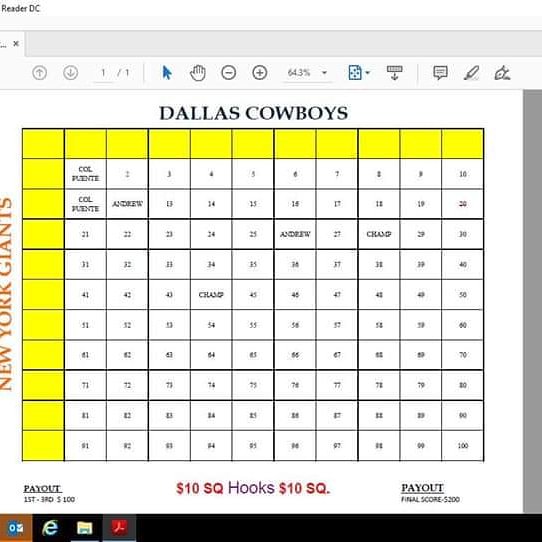 Hey friends...please consider helping Grayson and his baseball team out if you can. 
Hooks 13U fundraiser
Giants vs Cowboys 9/8 Football squares
10$ per square
Payout as follow
   1st - 3rd $100.00
   Final Score $200.00
Let me know what numbers you would like
Please Share!!