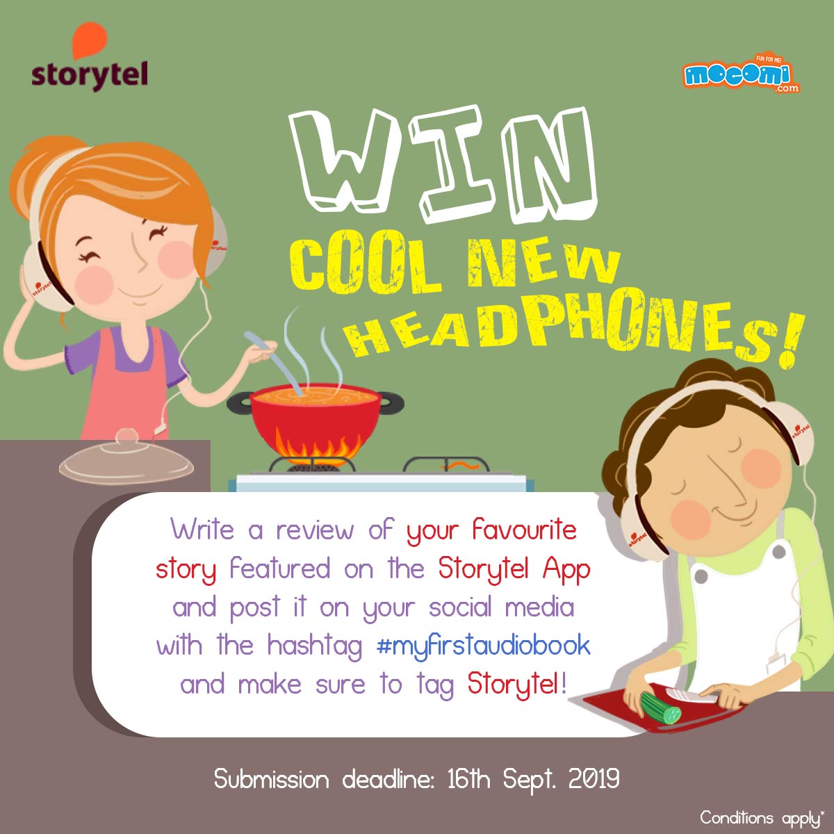 MocomiKids's tweet photo. Write a review of your favourite story featured on @storytel_in App & stand chance to have it reposted on their socials. Win a cool pair of headphones. Write a review & post it on your own social media account of choice with hashtag #myfirstaudiobook. Tag #Storytel in your posts! https://t.co/5RV9qhDKWv