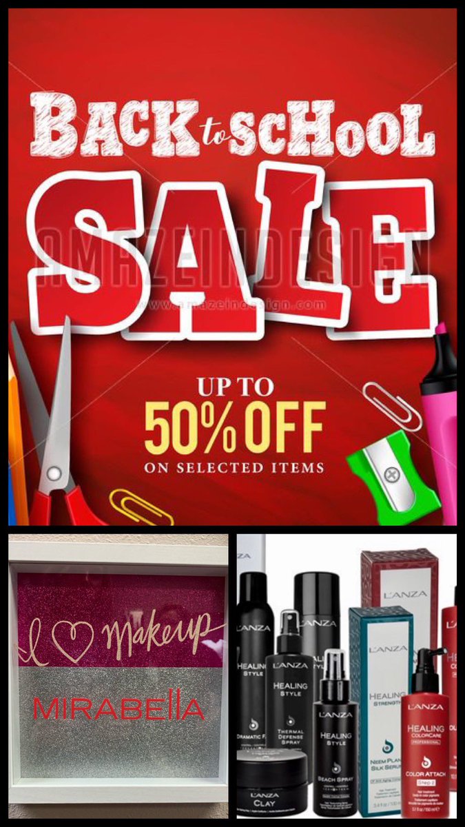 Back to School SALE! The more you buy the more you save! 10%-30% off with clearance items up to 75% off! LANZA healing Haircare, Mirabella Makeup and Beauty Products, Clinical Carr Skin Solutions, Baxter of California for Men all on SALE!