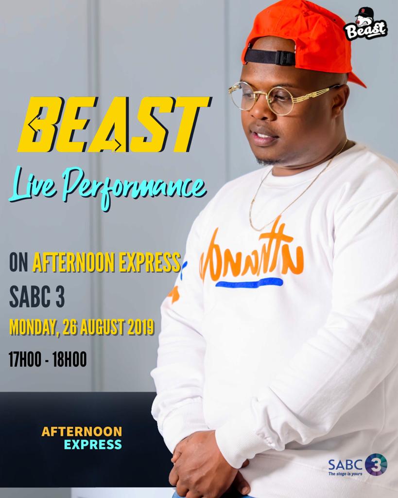AfroTainmentSA's tweet photo. Donโt forget to tune into @AfternoonChat @SABC3 this afternoon between 17:00 & 18:00pm for @BEAST_RSA interview and amazing performance, hello song feat. @Sjava_atm #AfternoonExpress #AfroAtWork https://t.co/aR8kVYrhTb