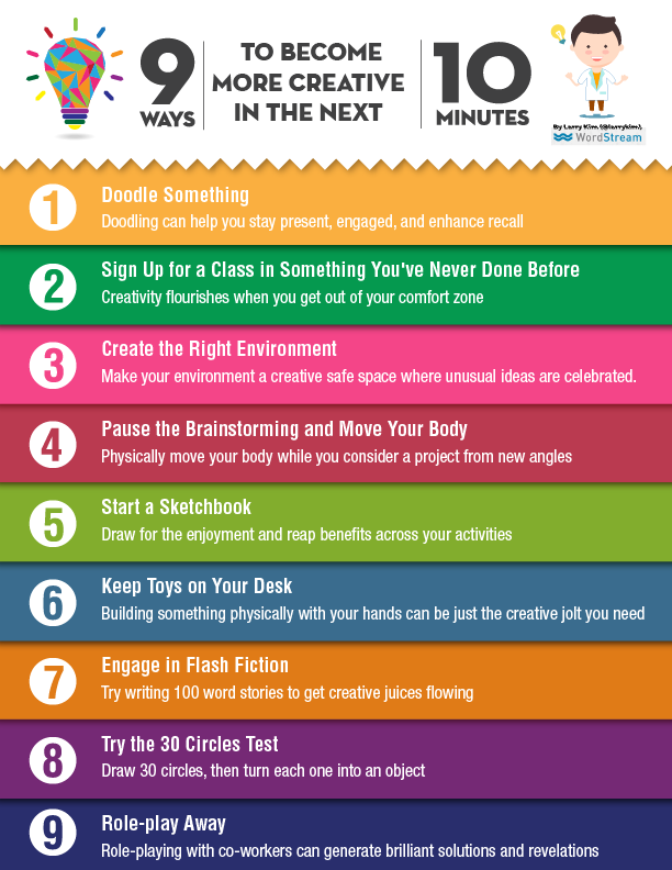 WorkingDreamers's tweet photo. 9 ways to become more creative in the next 10 minutes

Infographic credit (https://t.co/NxVPXoRYRg)

#Creativity #Infographic #MondayMotivation https://t.co/AmWlAIQfSp
