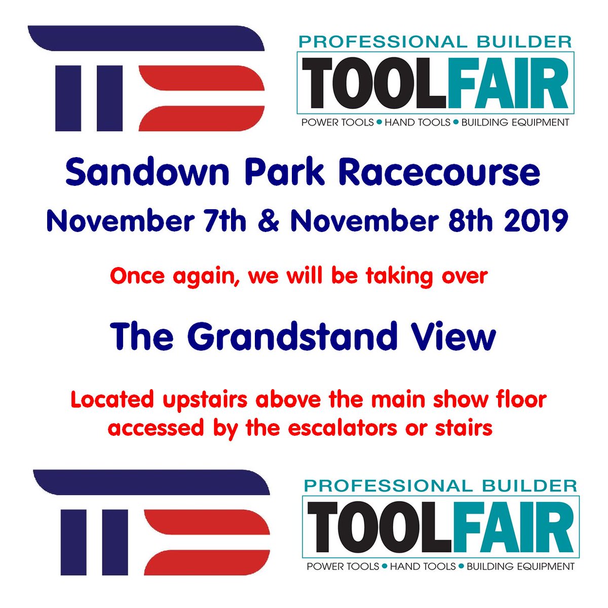 teamthanet's tweet photo. Come and see us again this coming November at Sandown Park @toolfair @drapertools @TuffStuff_UK @ApacheWorkwear #workwear #grandstandview #seeitfirst #tryiton https://t.co/KHbKY3SBUC