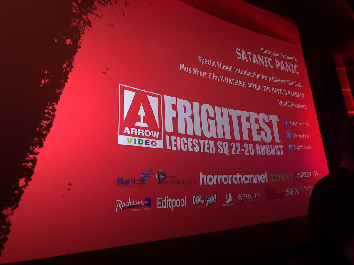 chrisgreen's tweet photo. Next up at @FrightFest today was #SatanicPanic by @StardustChelsea - I really enjoyed this. A fun modern spin on satanists in a wealthy suburbia. @RebeccaRomijn was awesome! #horror #satanism #tipyourdeliverydriver https://t.co/JexvtDRM29