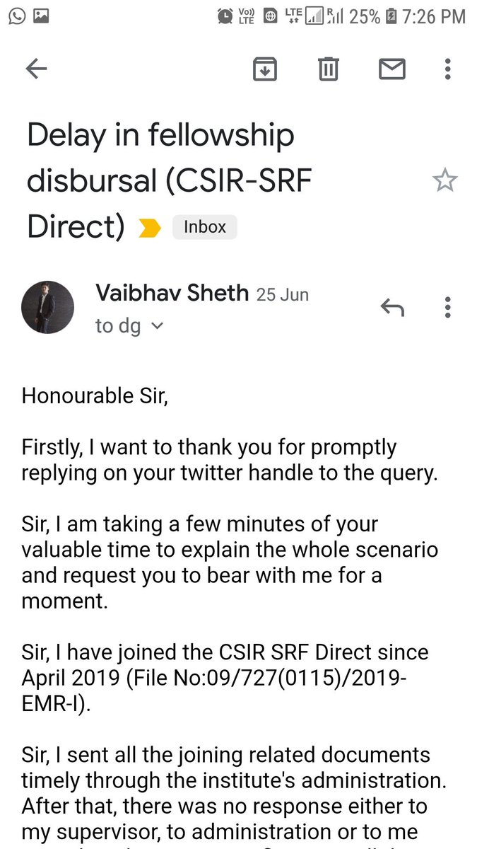 vaibhav_sheth06's tweet image. Frequent attempts 2 ask 2 regularise the monthly fellowship disbursement. Yet not receiving it regularly. Since June no fellowship received @CSIR_IND @dgcsirIndia @shekhar_mande @PMOIndia @drharshvardhan @PrinSciAdvGoI @HRDMinistry 
How often we have to beg it? @HikeFellowship