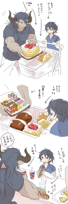 ラインハルザさんと初めてコス○コに行ったカインくんのイラストです 